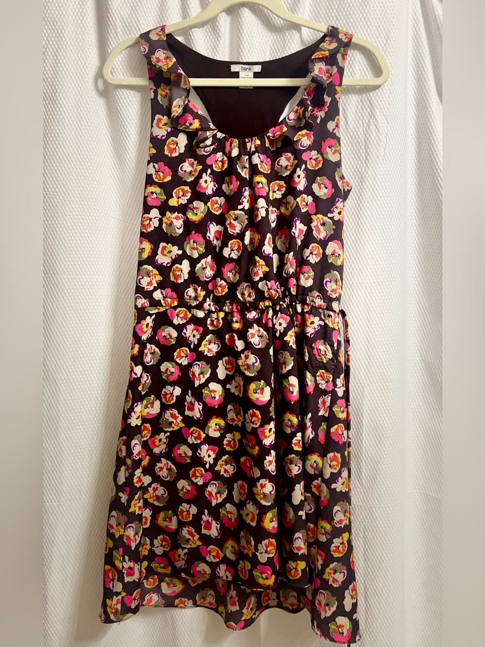 Bar III Black Floral Print Sleeveless Dress